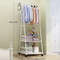 Simple Floor Mounted Clothes Hanger Rack With Shelves And Wheels 7