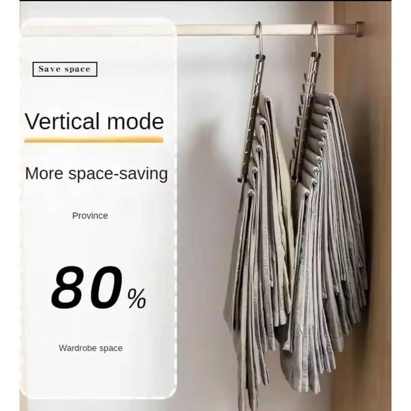 Folding Multi Layer Stainless Steel Pants Hanger Space Saving Clothes Organizer For Wardrobe 1