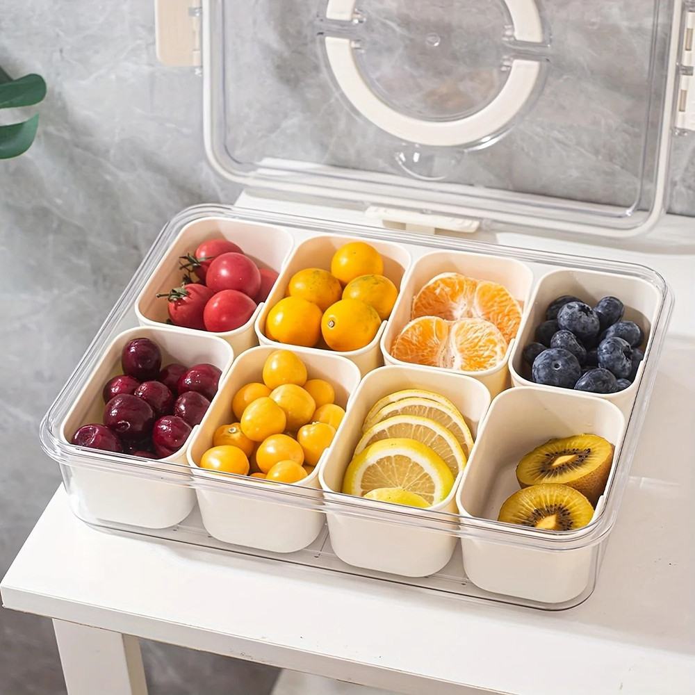 Portable Snack Storage Box 4 Grid And 8 Grid Food Organizer With Lid For Travel And Refrigerator 2