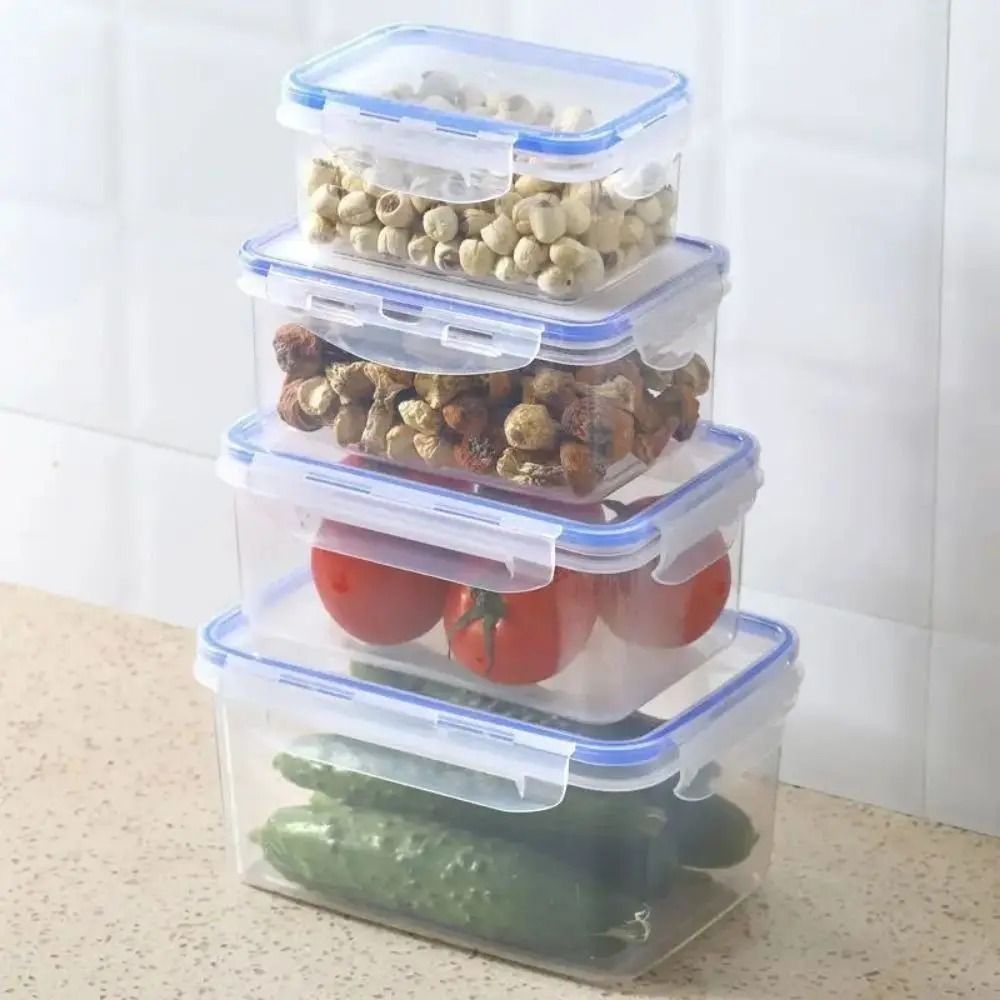 Plastic Refrigerator Food Storage Box With Lid Airtight Container For Kitchen Organization 2