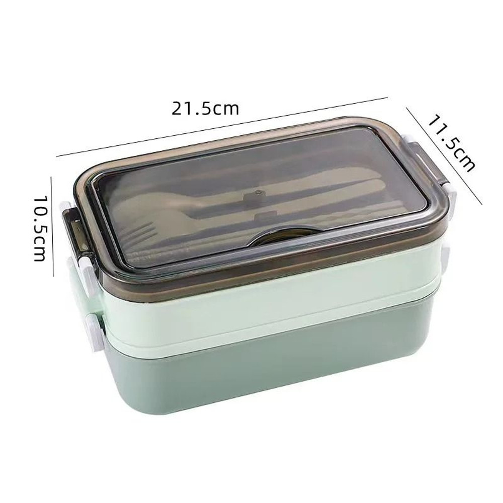 Double Layer Lunch Box With Compartments And Built In Utensils 3