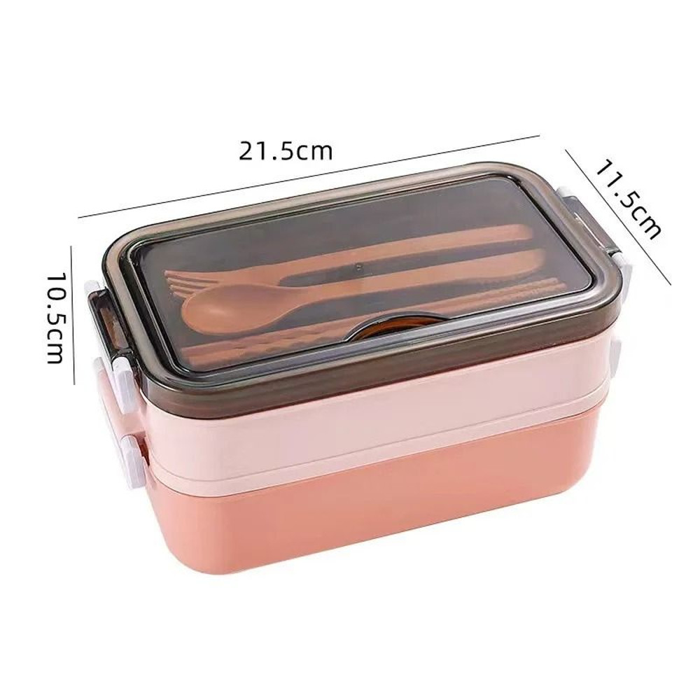 Double Layer Lunch Box With Compartments And Built In Utensils 5
