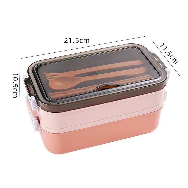 Double Layer Lunch Box With Compartments And Built In Utensils 5