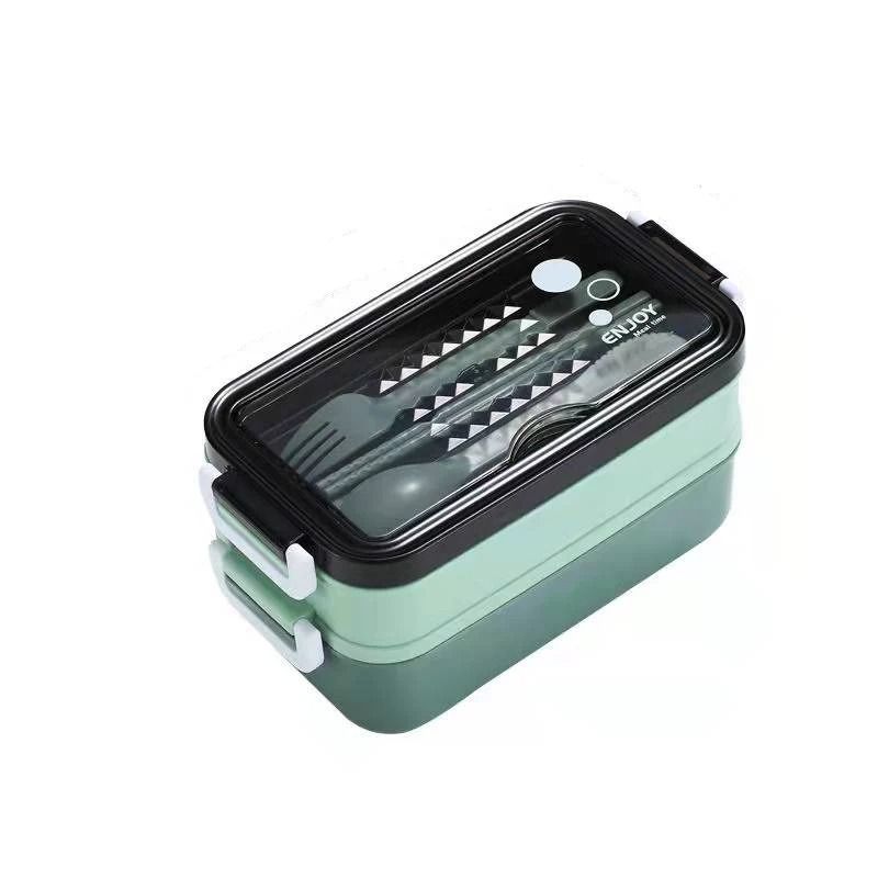 Double Layer Lunch Box With Compartments And Built In Utensils 7