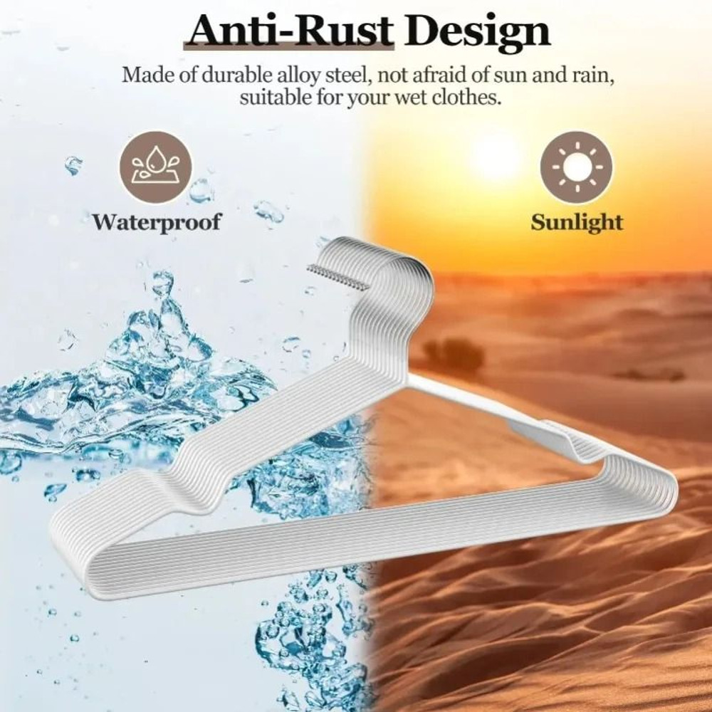 Non Slip Metal Suit And Coat Hangers Heavy Duty Clothes Organizer With Round Notches 4