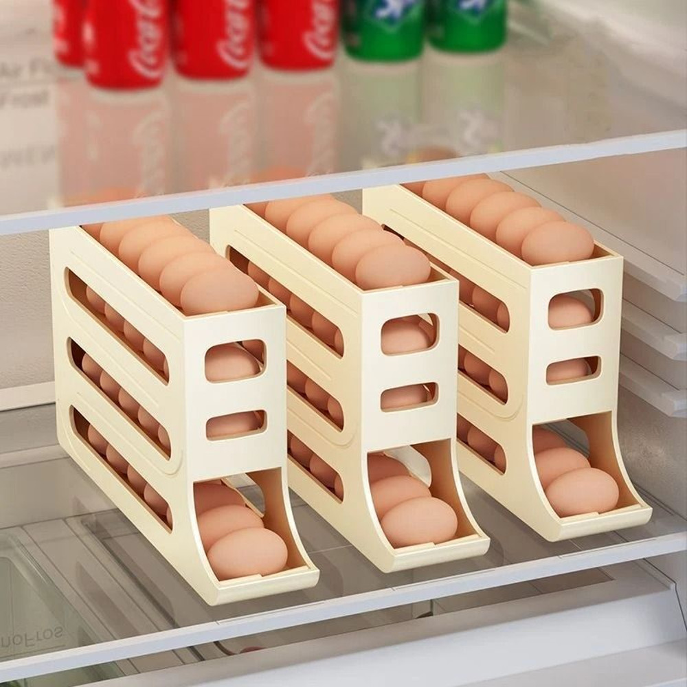 Refrigerator Egg Storage Box Large Capacity Rolling Egg Organizer For Kitchen And Fridge 0