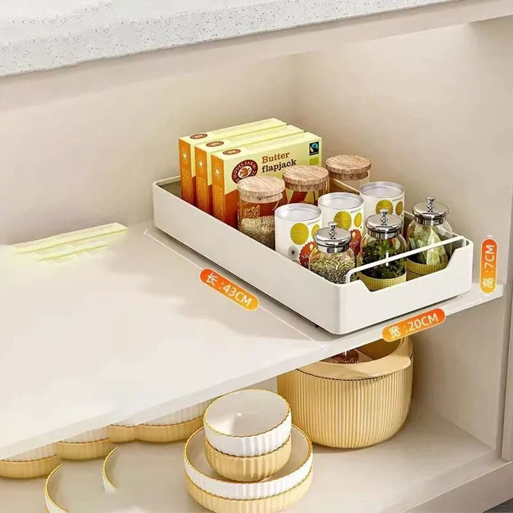 Kitchen Storage Rack Slide Rail Pull Out Nail Free Installation High Temperature Detachable Split D 7