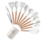 12Pcs Silicone Utensils Set Non Stick Cookware Spatula Shovel Egg Beaters Wooden Handle Kitchenware