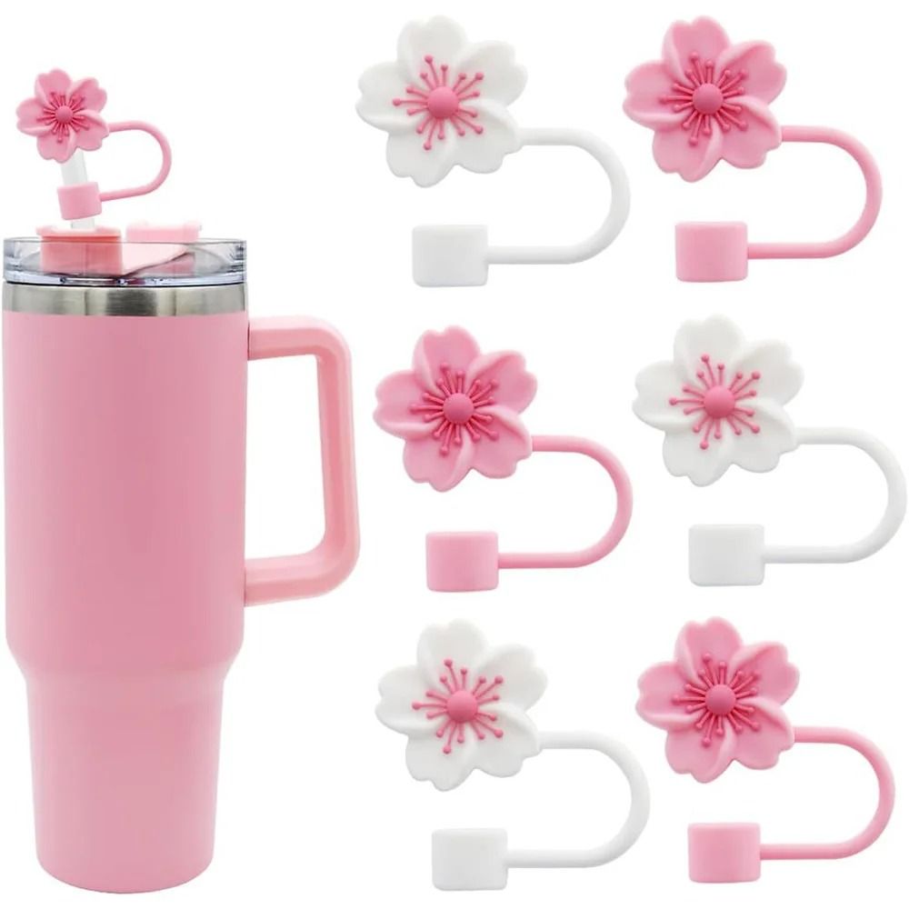 Flower Design Silicone Straw Covers For Stanley Cups 30 Oz And 40 Oz 0