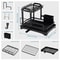 2 Tier Dish Drying Rack With Drain Tray And Utensil Organizer 5