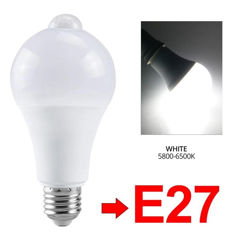 E27 LED Motion Sensor Light Bulb 12W PIR Auto OnOff Lamp 6