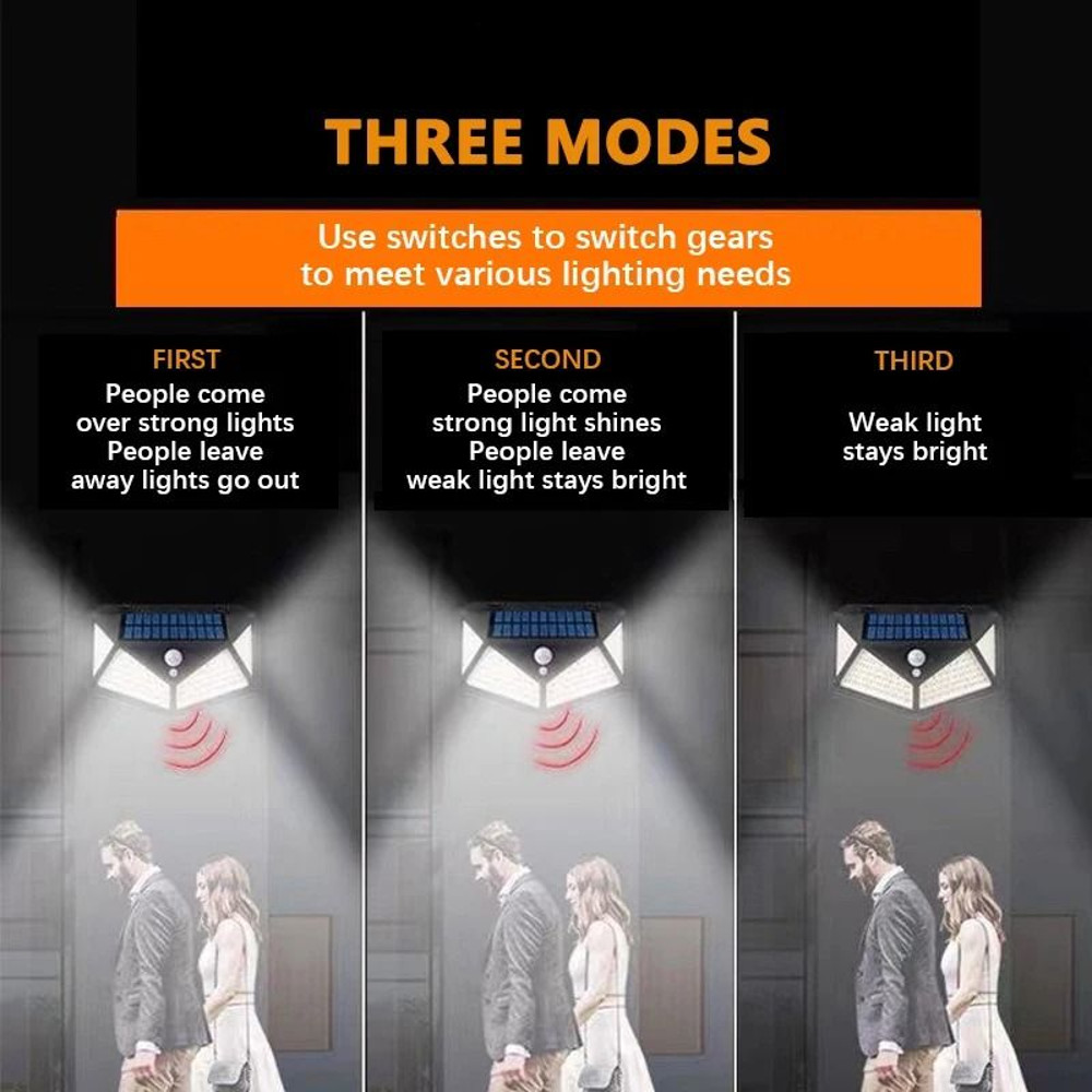 Solar Wall Light Outdoor Motion Sensor 100 LED 3