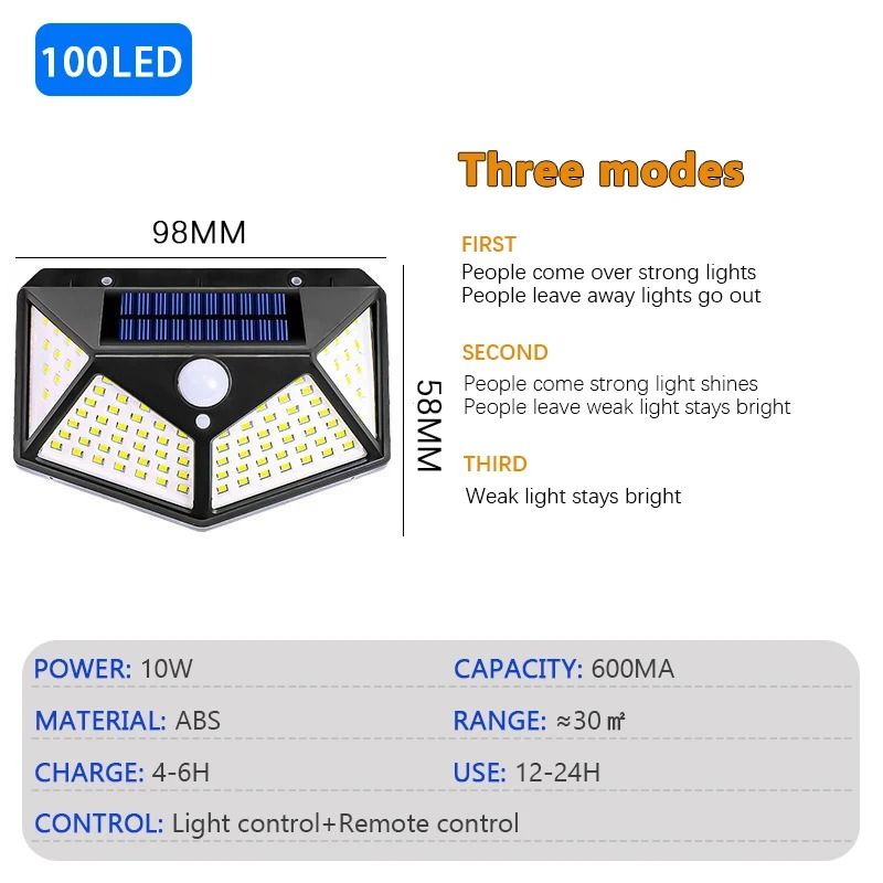 Solar Wall Light Outdoor Motion Sensor 100 LED 5
