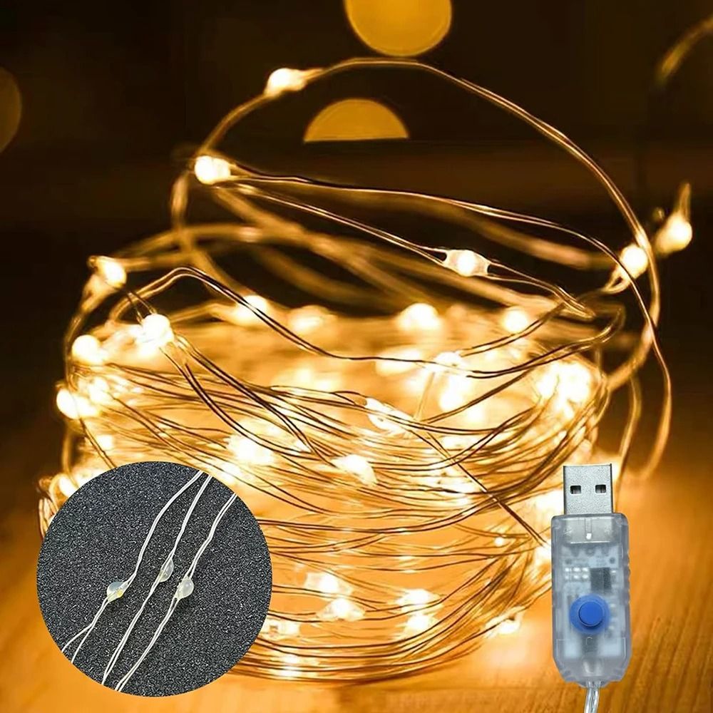USB LED String Lights Flexible Copper Wire Fairy Garland For Christmas Wedding And Party Decoratio 7