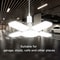 Foldable Fan Blade LED Bulb 28W E27 Base Deformable Ceiling Light For Home Garage Warehouse 6500K 6