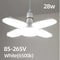 Foldable Fan Blade LED Bulb 28W E27 Base Deformable Ceiling Light For Home Garage Warehouse 6500K 7