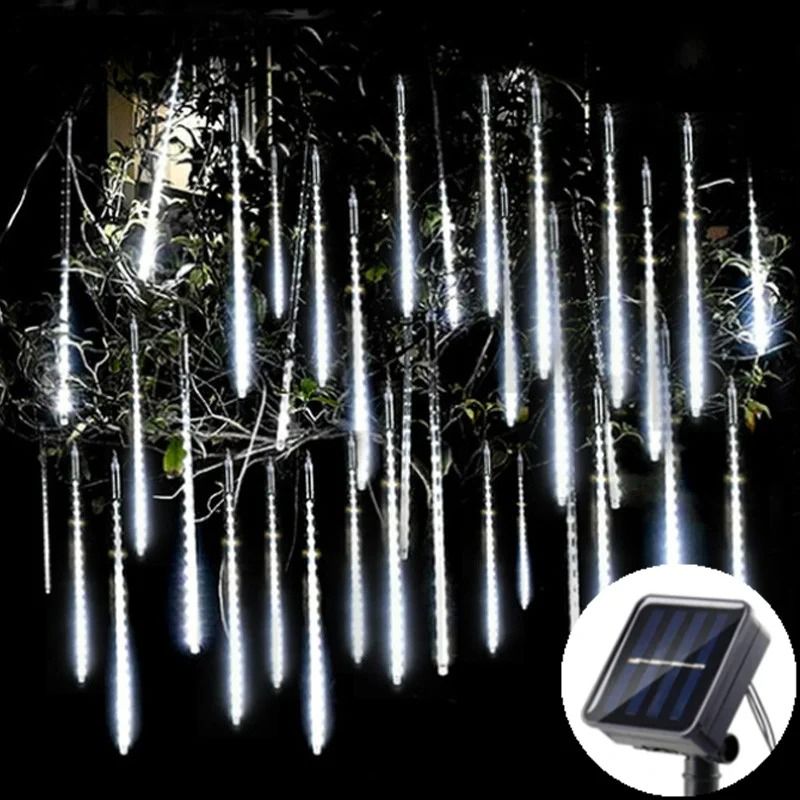 Solar LED Meteor Shower Lights Outdoor Waterproof Falling Rain String Lights 10