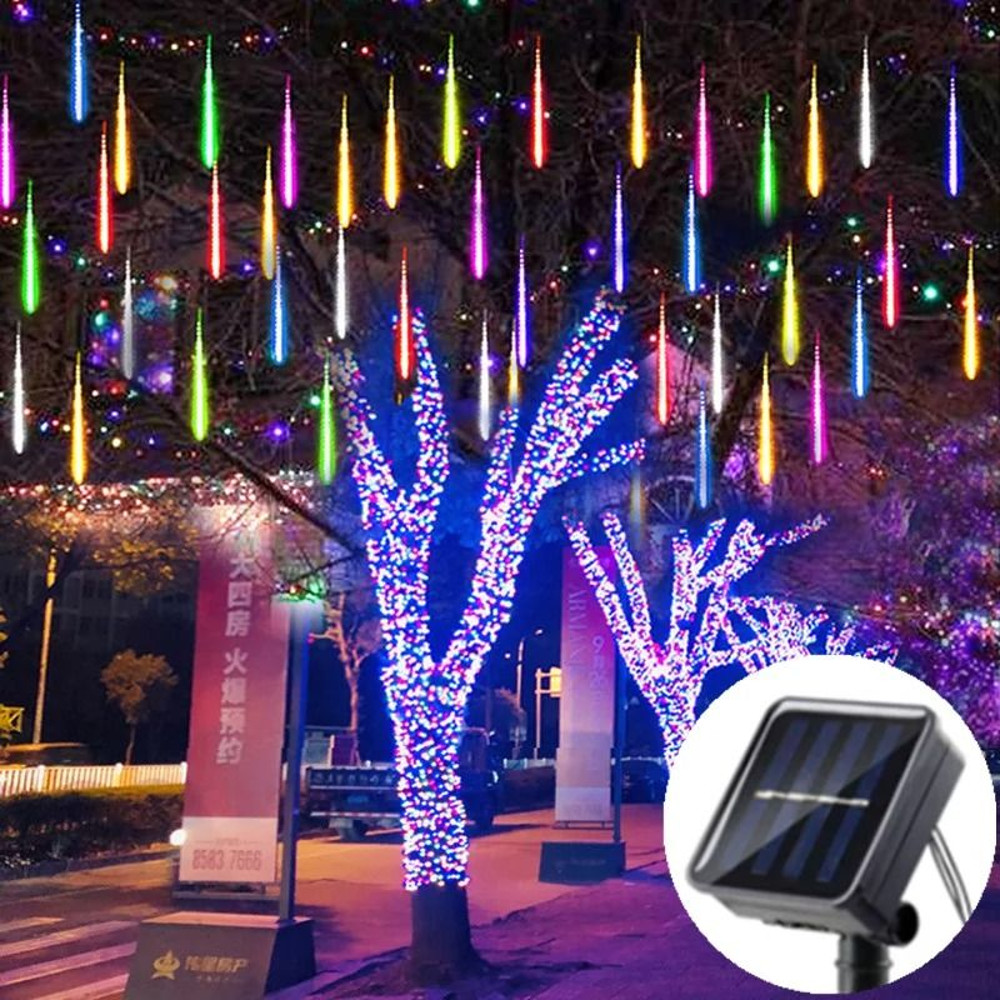 Solar LED Meteor Shower Lights Outdoor Waterproof Falling Rain String Lights 11
