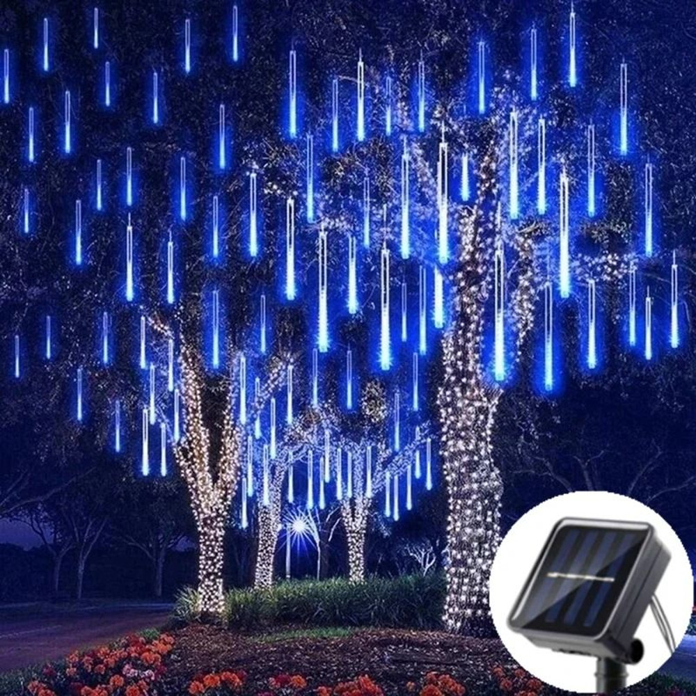 Solar LED Meteor Shower Lights Outdoor Waterproof Falling Rain String Lights 7