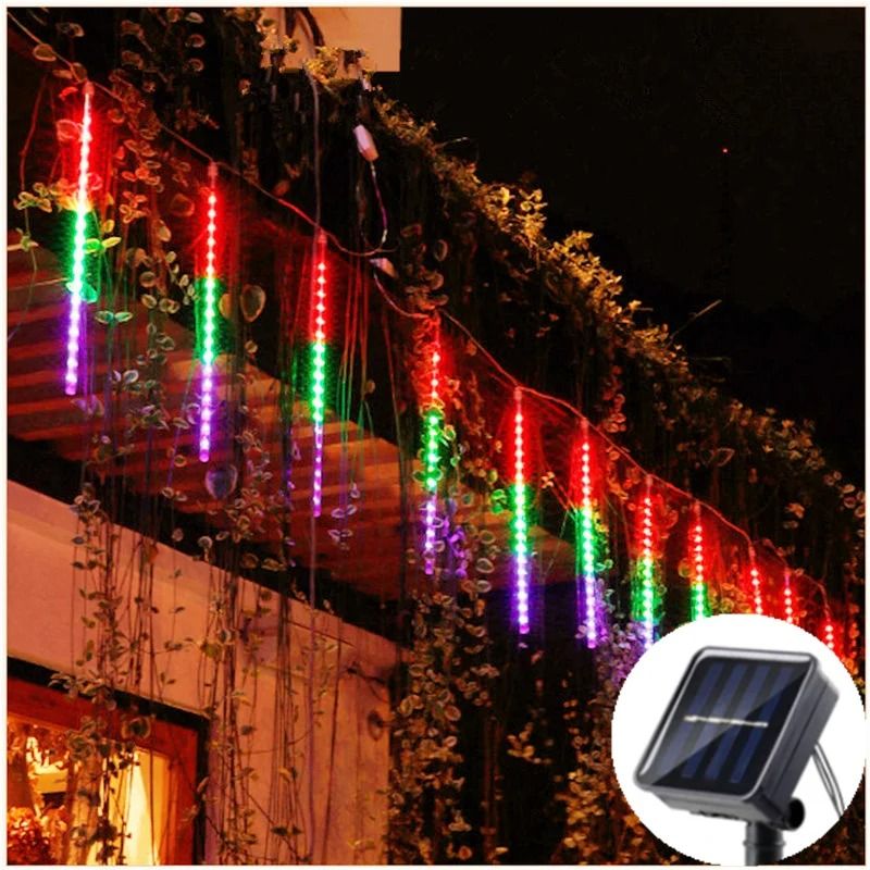 Solar LED Meteor Shower Lights Outdoor Waterproof Falling Rain String Lights 8