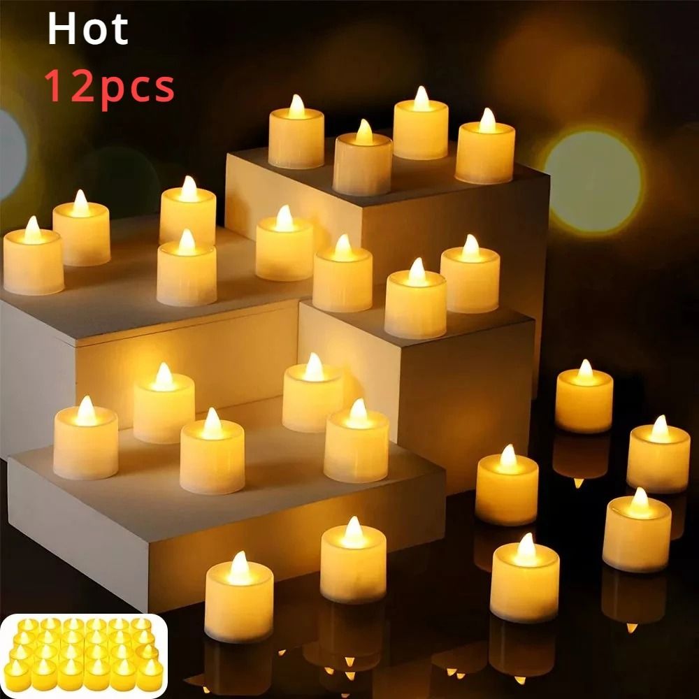 Flameless LED Tea Light Candles Battery Powered Wedding Home Decoration Lights 1 6 Or 12 Pcs 0