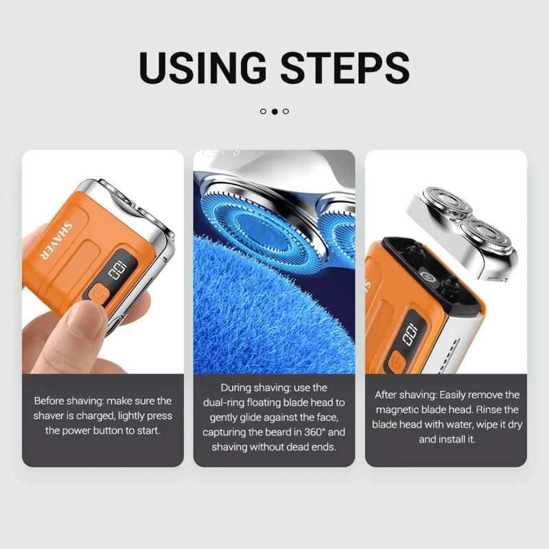 Mini Electric Smart Shaver Dual Blade Rechargeable Beard Trimmer With Digital Display 6