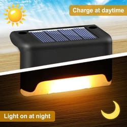warm white led solar step lamp outdoor waterproof garden fence and path light