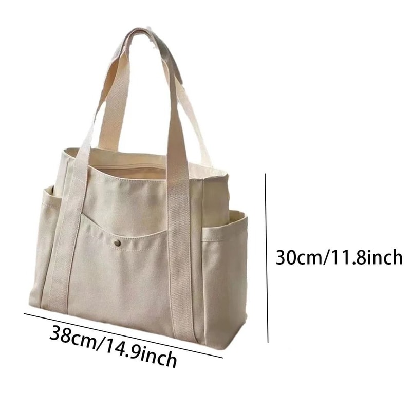 Large Capacity Canvas Tote Bag Work College And Shopping Shoulder Bag 5