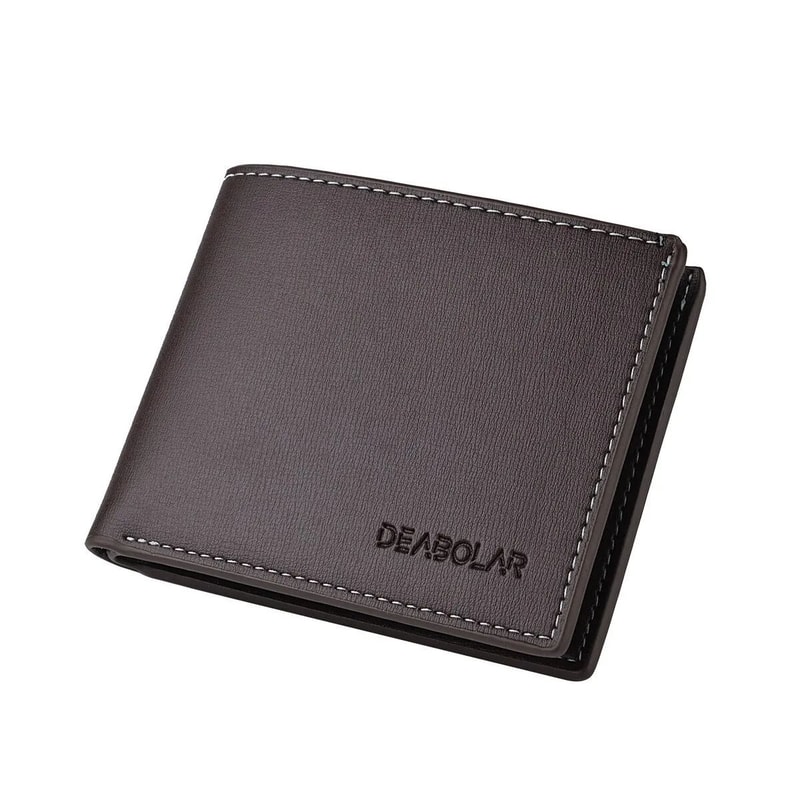 Mens PU Leather Short Wallet Slim Folding Credit Card Holder 9