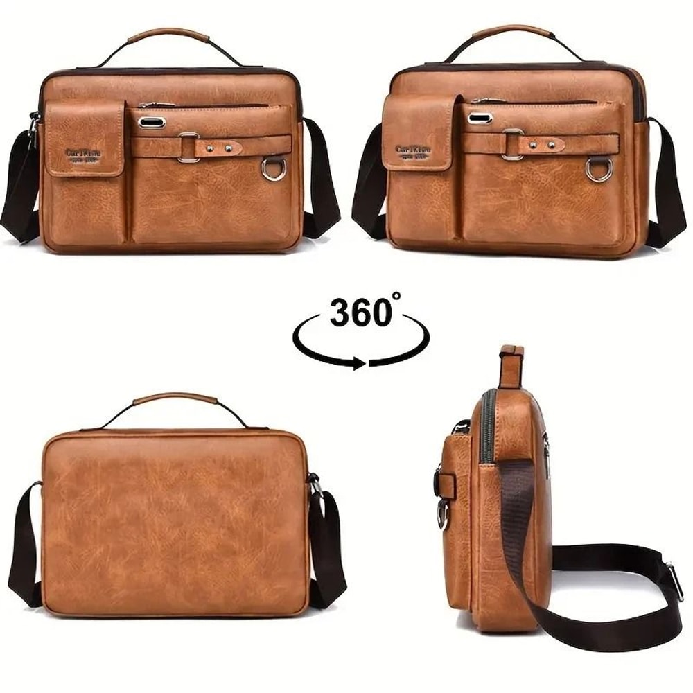 Mens Retro Messenger Bag Waterproof Laptop Briefcase For Work And Travel 4