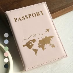 world map passport cover – waterproof faux leather travel organizer and card holder