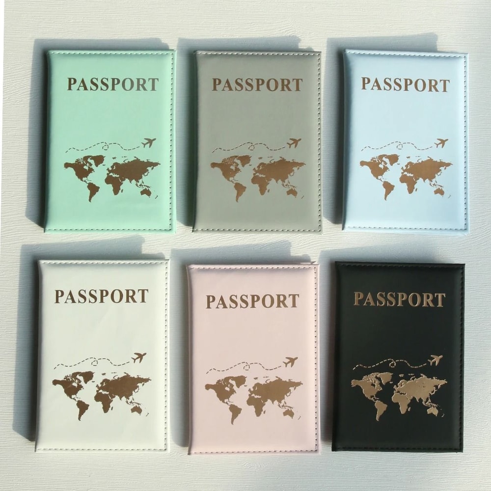 World Map Passport Cover Waterproof Faux Leather Travel Organizer And Card Holder 1