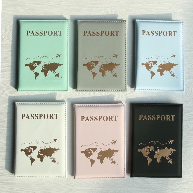 World Map Passport Cover Waterproof Faux Leather Travel Organizer And Card Holder 1