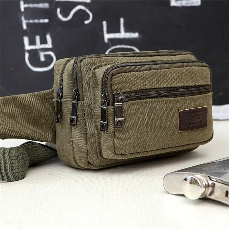 Canvas Outdoor Waist Bag Durable High Capacity Sports Belt Pack For Men 5