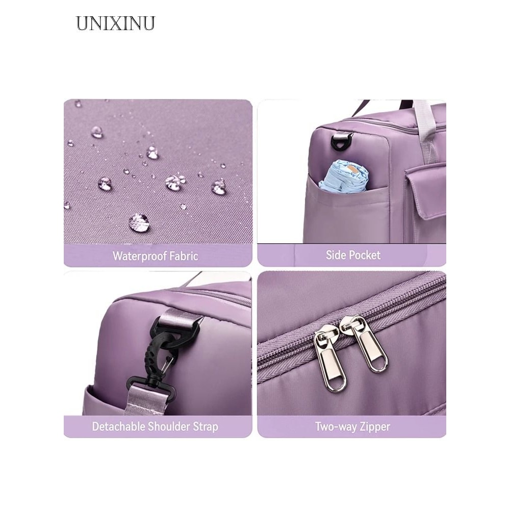 Large Capacity Carry On Travel Duffel Bag With Shoe Compartment Waterproof Weekender Bag For Women 4