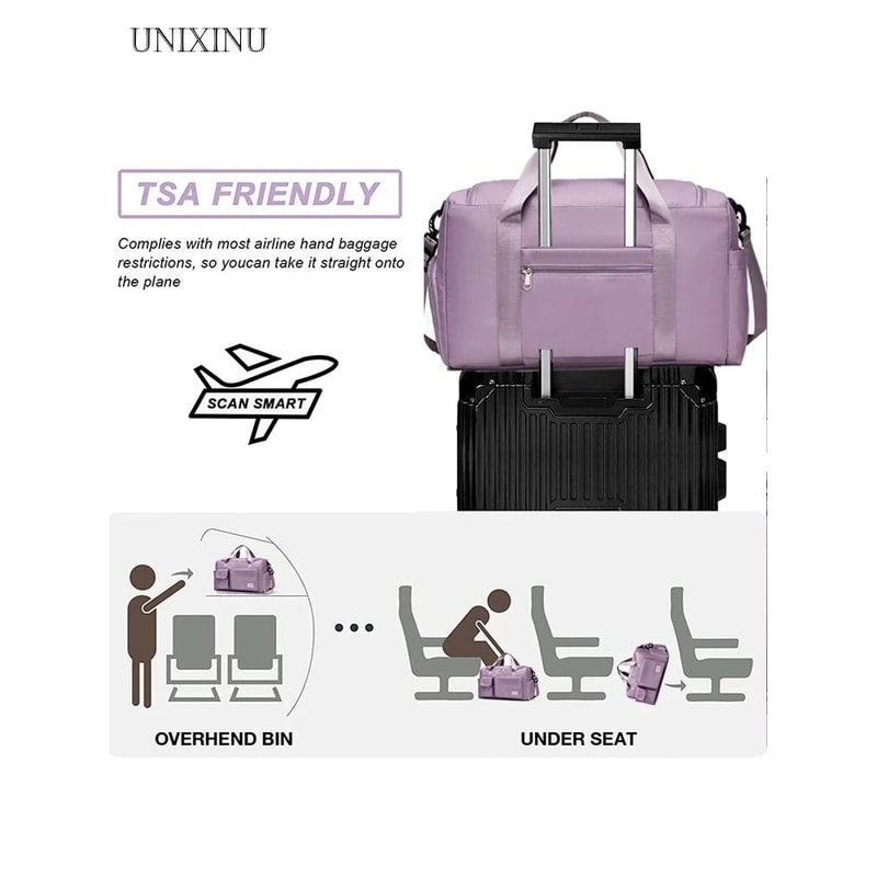 Large Capacity Carry On Travel Duffel Bag With Shoe Compartment Waterproof Weekender Bag For Women 5