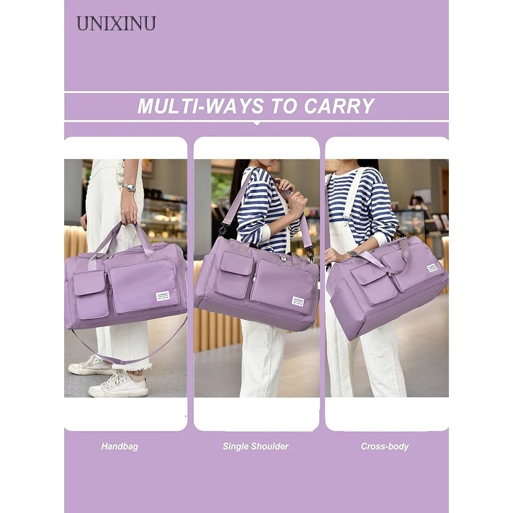 Large Capacity Carry On Travel Duffel Bag With Shoe Compartment Waterproof Weekender Bag For Women 6