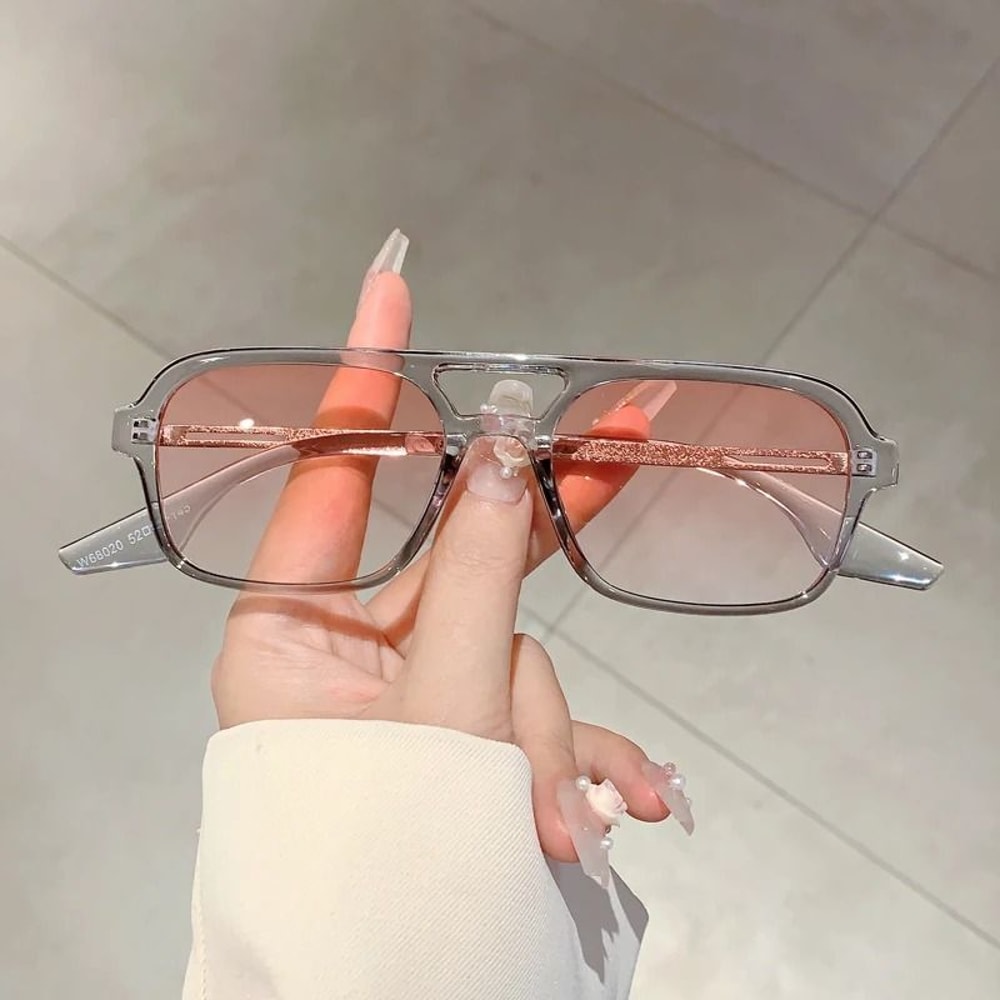 Trendy Square Grey Sunglasses For Women UV Protection Fashion Shades 4