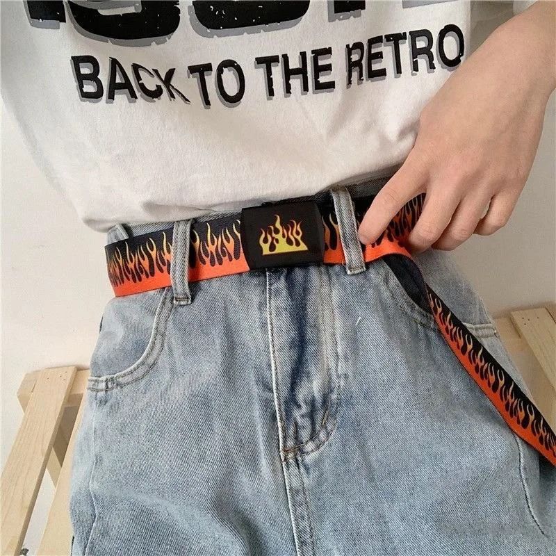 Punk Style Flame Belt Trendy Streetwear Accessory For Men And Women 3