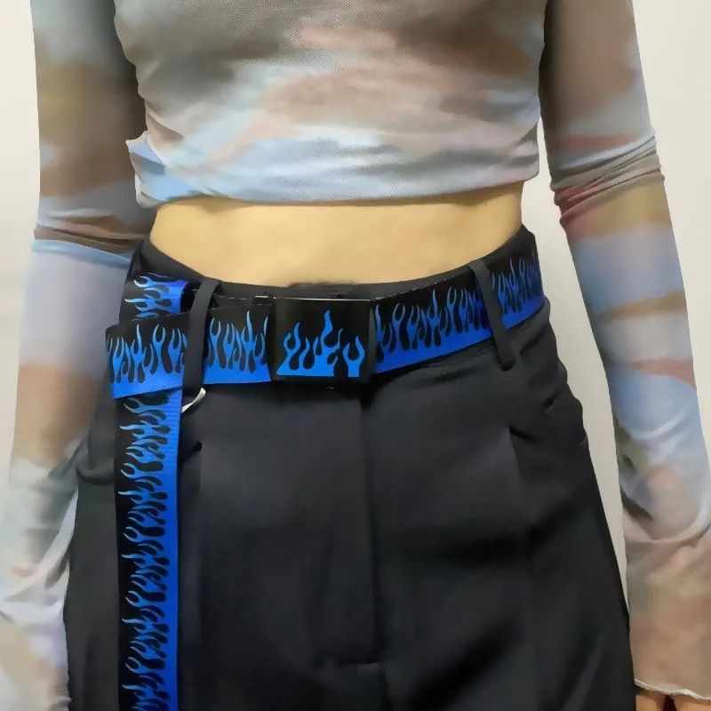 Punk Style Flame Belt Trendy Streetwear Accessory For Men And Women 4