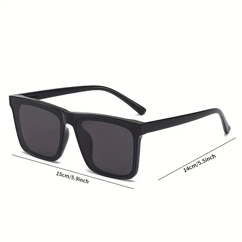 Men Simple Black Square Sunglasses Classic UV Protection Shades For Travel And Driving 3