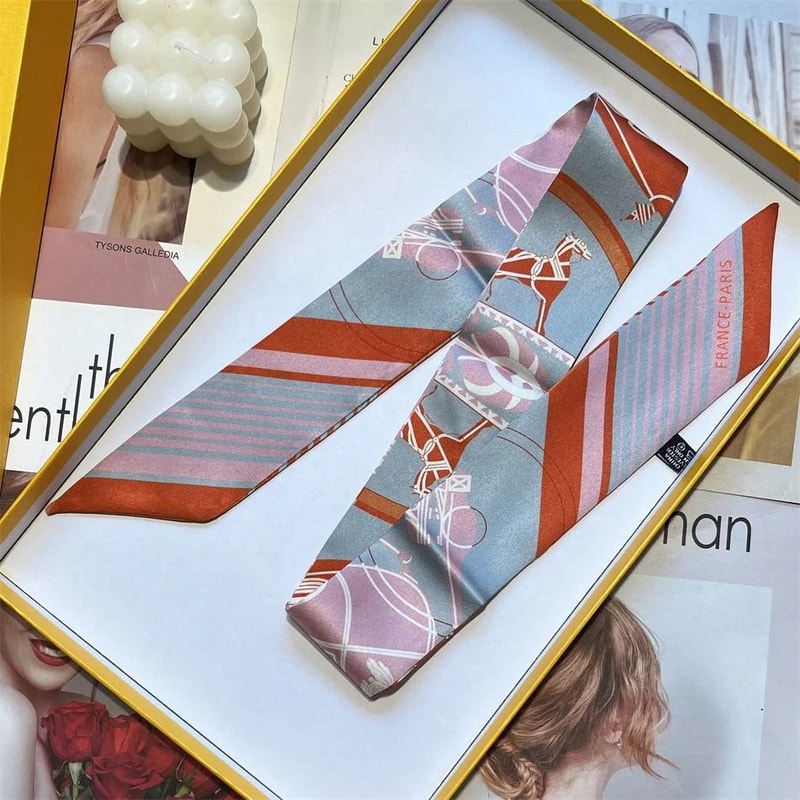 Long Scarf Ribbon Headband For Women Versatile Neckerchief And Bag Handle Accessory 19