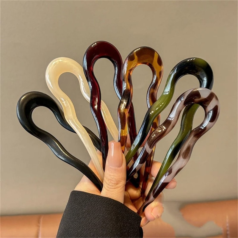 U Shaped Hair Fork Tortoiseshell Acrylic Hairpin For Elegant Everyday Styling 5