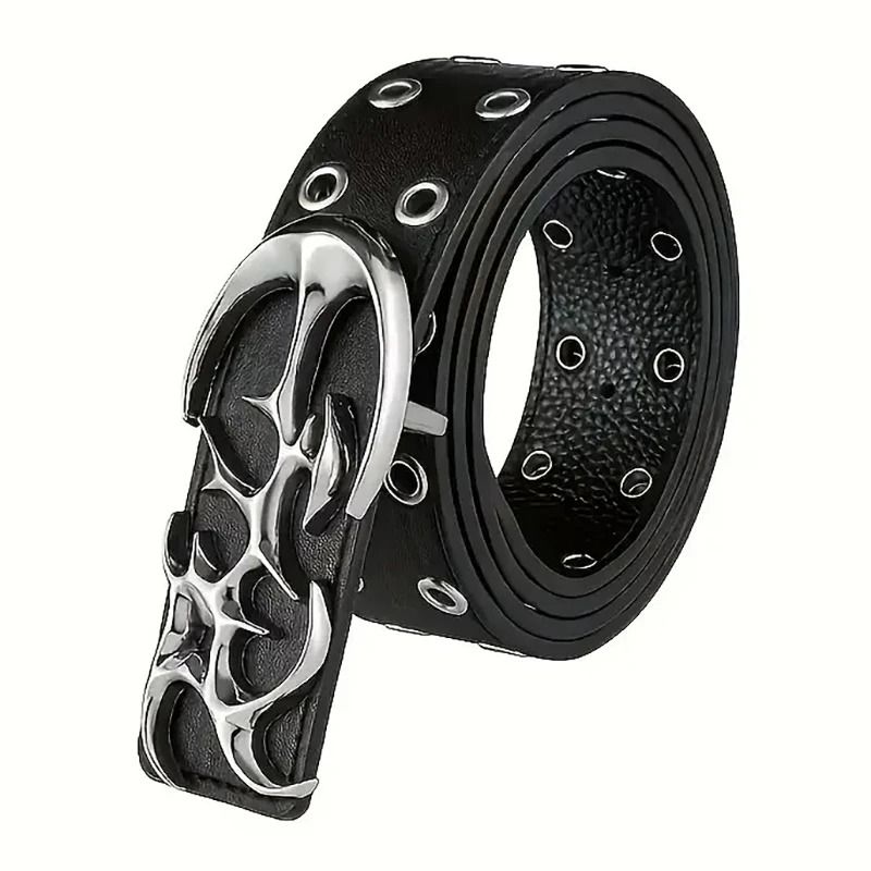 Y2K Hollow PU Leather Fashion Belt For Men And Women Trendy Punk Style Waist Accessory 0
