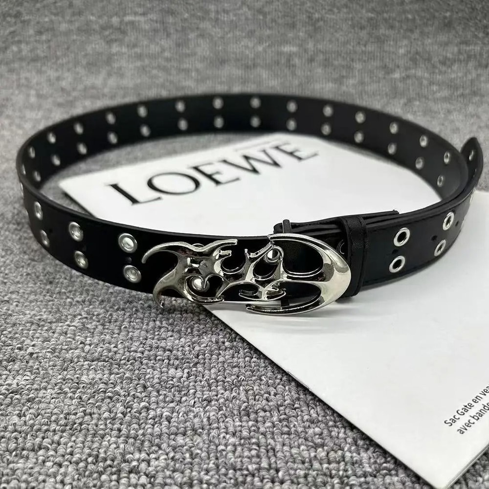 Y2K Hollow PU Leather Fashion Belt For Men And Women Trendy Punk Style Waist Accessory 2