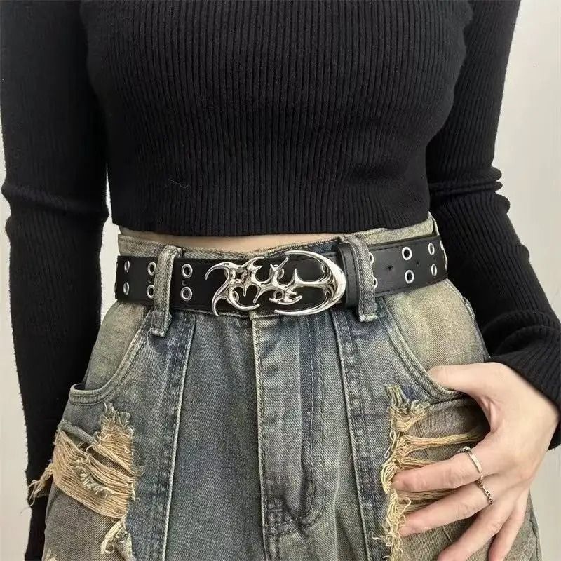 Y2K Hollow PU Leather Fashion Belt For Men And Women Trendy Punk Style Waist Accessory 6