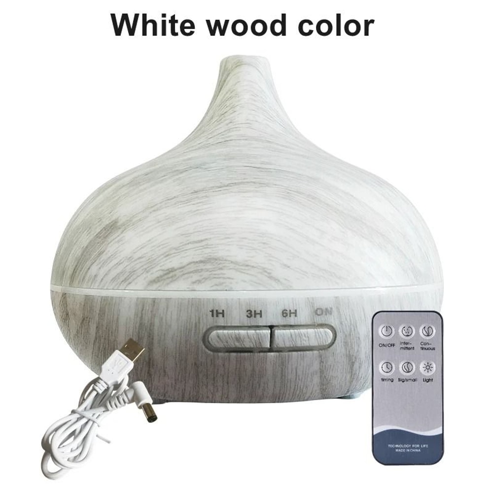 550ml Wood Grain USB Aroma Diffuser With Remote Control And LED Lights Essential Oil Air Humidifie 9