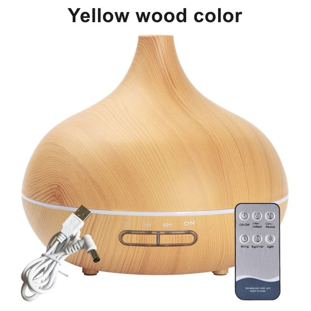 550ml Wood Grain USB Aroma Diffuser With Remote Control And LED Lights Essential Oil Air Humidifie 7