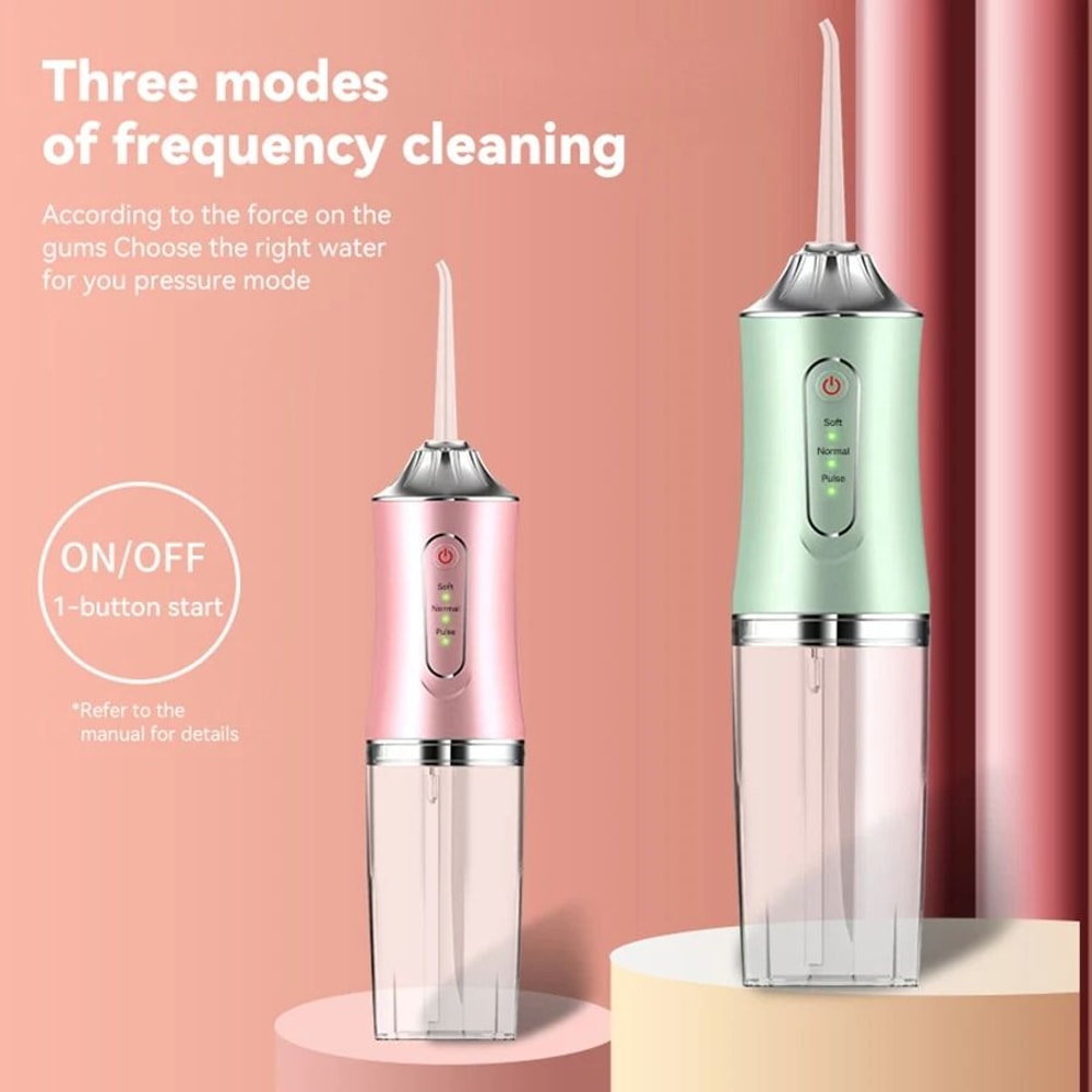 Portable USB Rechargeable Water Flosser 220ml Electric Oral Irrigator For Deep Tooth Cleaning 3