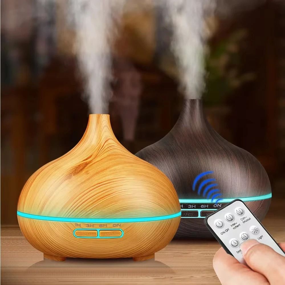 500ml Wood Grain Ultrasonic Aroma Diffuser With Remote Control And 7 LED Lights 1